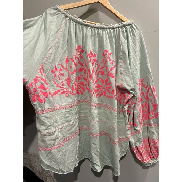 Free People Light Green and Pink Blouse - Picture 6 of 8